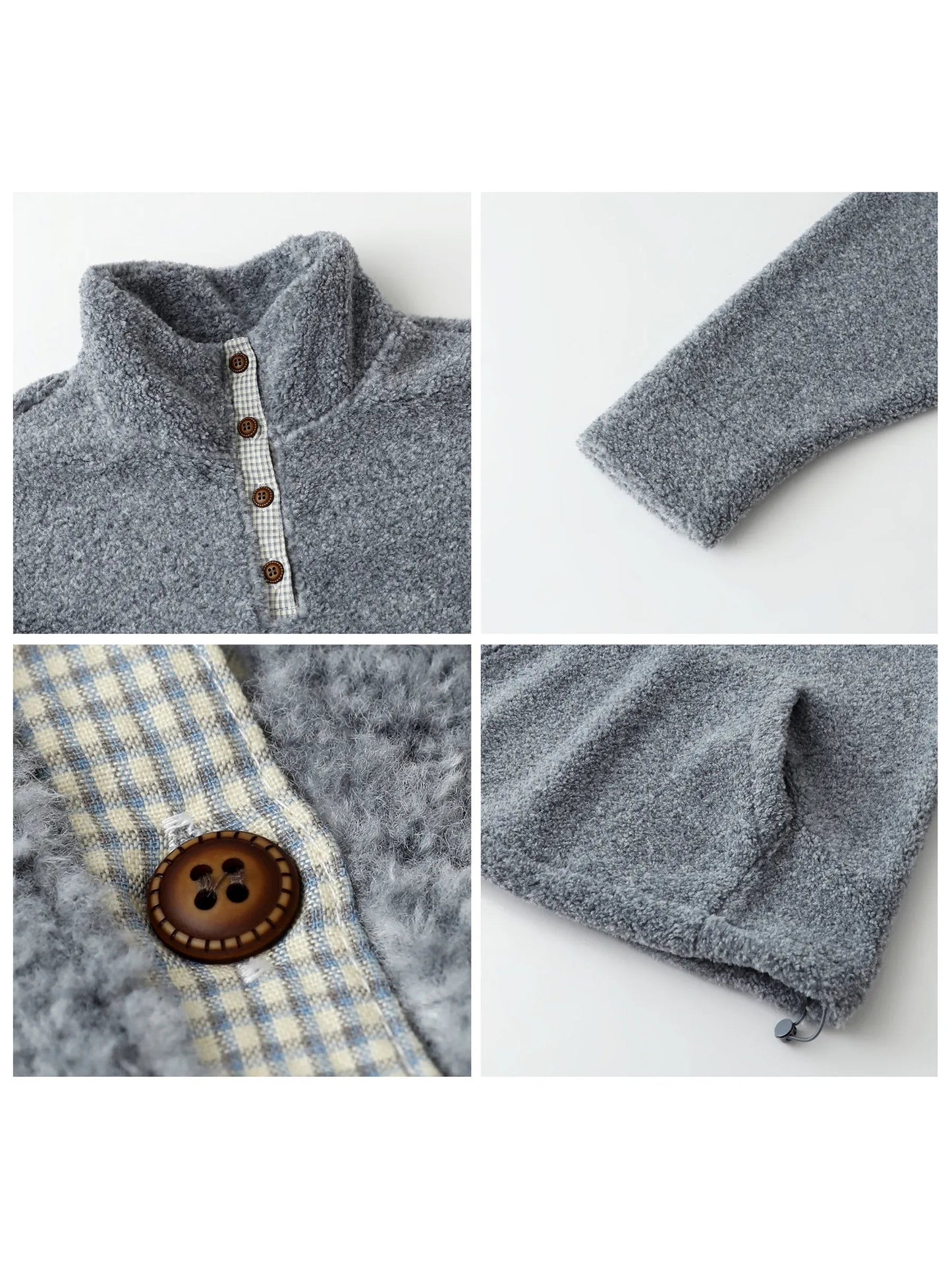 Women’s Plush Plaid Patchwork Hoodie Autumn Pullover Loran