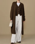 Winter Plus Size Knit Vest and Long Coat Set