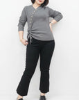 Plus Size Women's Long Sleeve Button Sweater