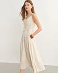 New Fashion Beige Temperament Long Dress with Lace-up Straps