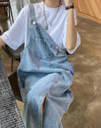 Casual Sleeveless Denim Overall Dress for Women