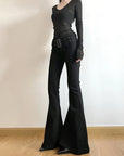 Women's Retro Black Flare Pants