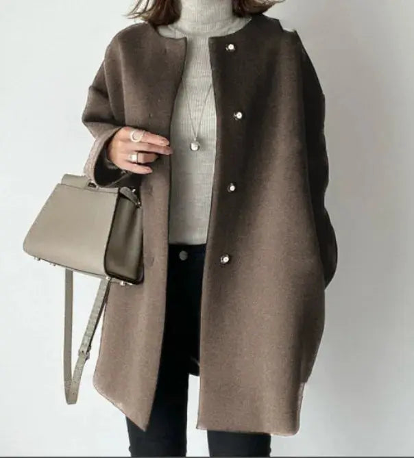 Elegant Wool Blend Mid-Length Coat - Loran