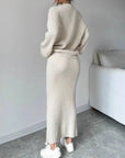 Knitted Cardigan Sweater & Skirt Two-Piece Suit