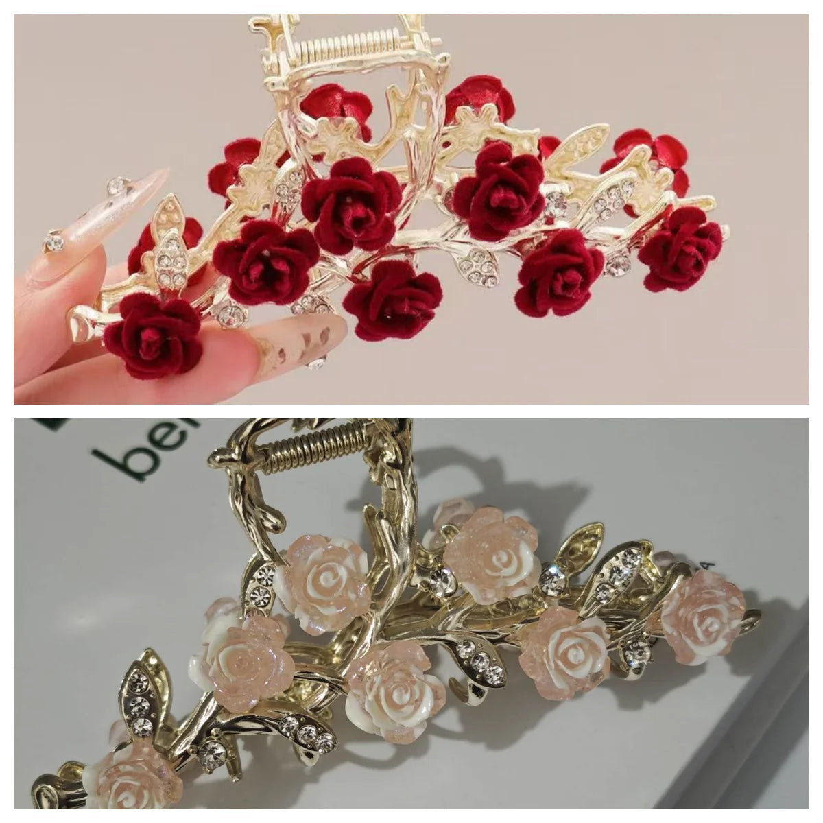 Elegant Rose Metal Hair Claw Clip for Updos