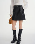 Plus-Size High-Waisted Leather Skirt