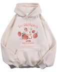 Cute Rabbit Strawberry Print Women's Hoodie