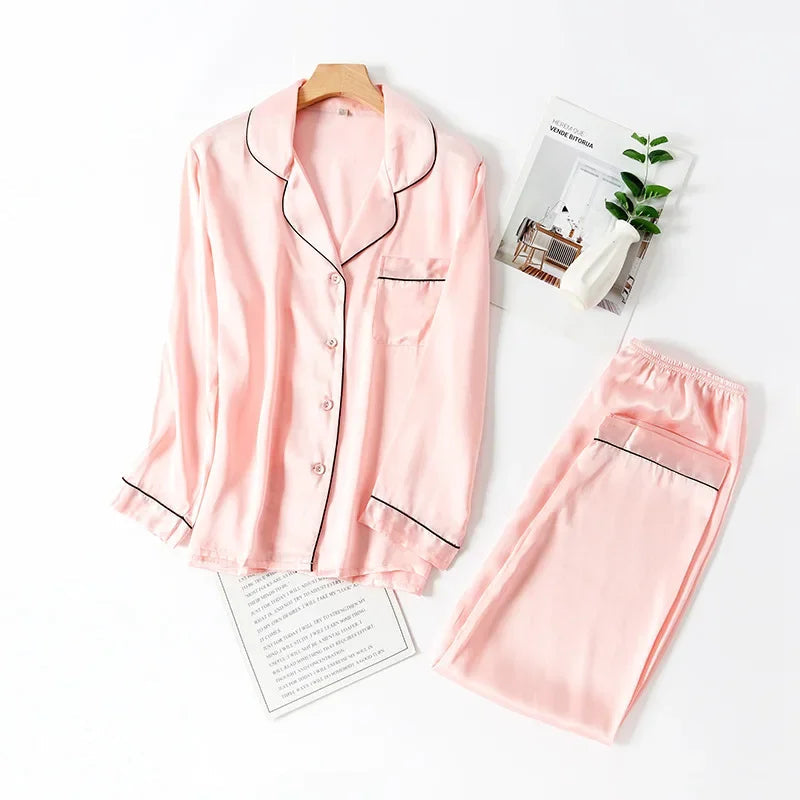 Women’s Real Silk Pajama Set Luxury Home Set Loran