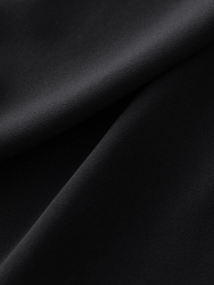 French Style Corrugated Collar Black Dress Loran