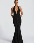 Women's Sexy Deep V-Neck Backless Ruched Club Gown