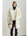 Magnetic Buckle Hooded Down Coat