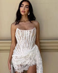 Elegant Lace Corset Mini Dress with Straps