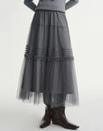 Ethereal Three-Color Mesh Straight Skirt