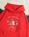 Cute Rabbit Strawberry Print Women's Hoodie