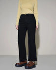 Warm Winter Fleece High-Waist Black Straight Jeans