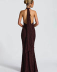 Women's Sexy Deep V-Neck Backless Ruched Club Gown