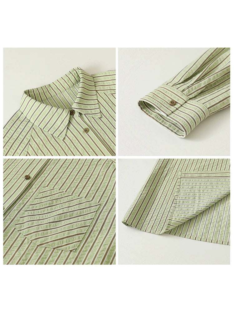 Women’s Oversized Striped Blouse Casual Spring Shirt Loran