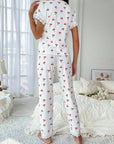 2-Piece Cherry Print Pajamas with Lace Trim.