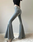 Fishtail Hem Denim Flare Pants