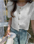 Chic White Summer Blouse - Sweet O-Neck Style