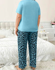 Plus size short-sleeved crew neck set pajamas