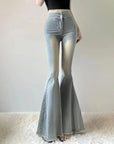 Fishtail Hem Denim Flare Pants