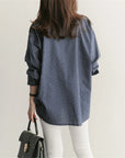Korean-Style Loose Fit Striped Shirt for Women