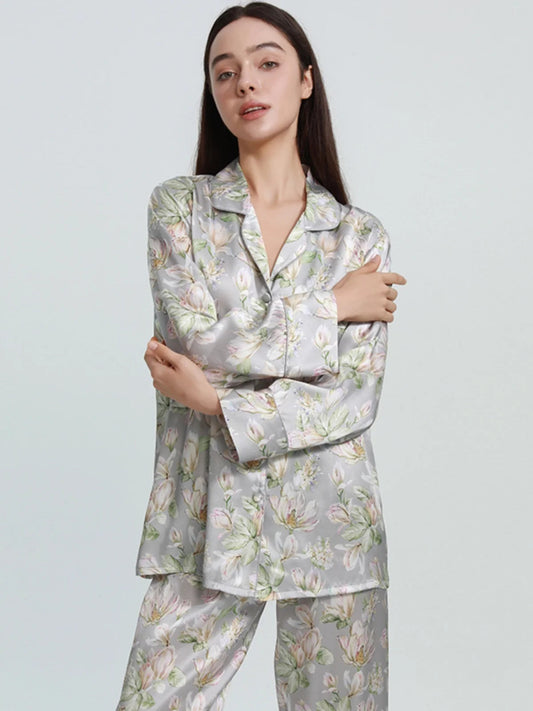 Luxury Mulberry Silk Floral Pajama 3-Piece Suite Loran