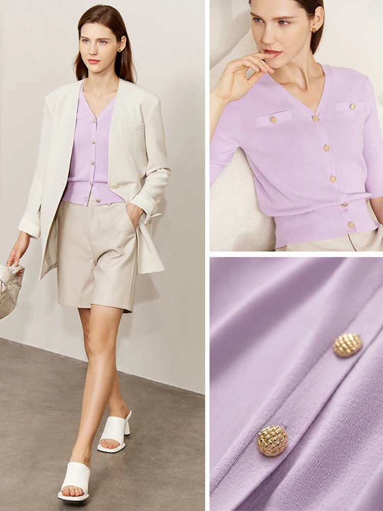Slim V-Neck Knitted Cardigan Women’s Top Loran