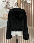 Luxurious Rabbit Fur Knit Hooded Coat