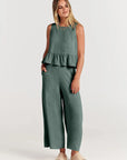 Summer Pleated Wide-Leg Pant Set