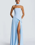 Sleek Solid Tube Top Maxi Dress with High Slit