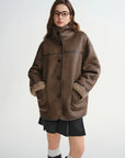 Vintage American Style Brown Fur Jacke