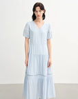 Breathable Linen Tiered Dress for a Flattering Curve
