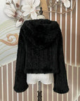 Luxurious Rabbit Fur Knit Hooded Coat