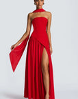 Sleek Solid Tube Top Maxi Dress with High Slit