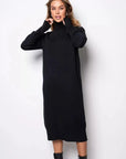 Women's Ribbed Turtleneck Long Sweater Dress