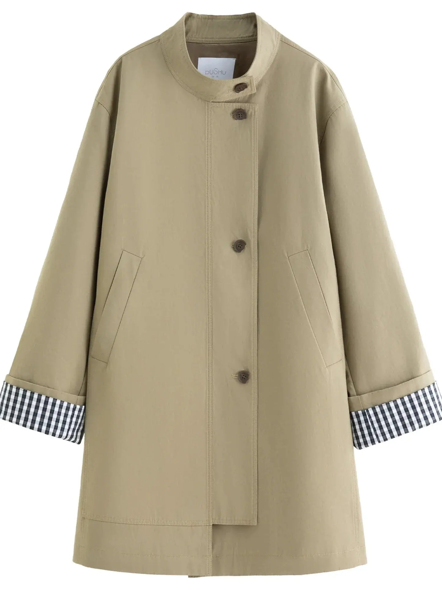Women's Stand Collar Plaid Windbreaker LORAN STORE