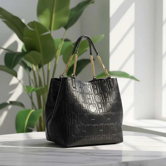 CH Embossed Leather Tote Bag Ideal Office & Daily Commute