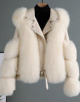 Faux Fur Jacket Patchwork Long Sleeve Pu Leather Fluffy