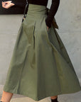 Solid Color Elegance: Slimming High-Waist Skirt with Bow Detail