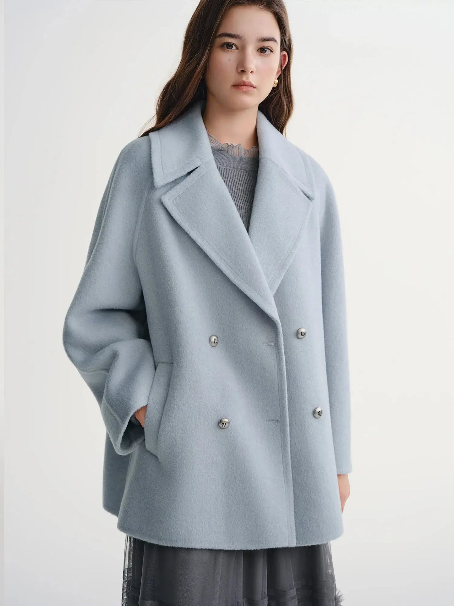 New Plus Size Wool Blend Short Coat for Women - Loran