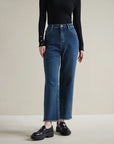 Warm Winter Fleece High-Waist Black Straight Jeans