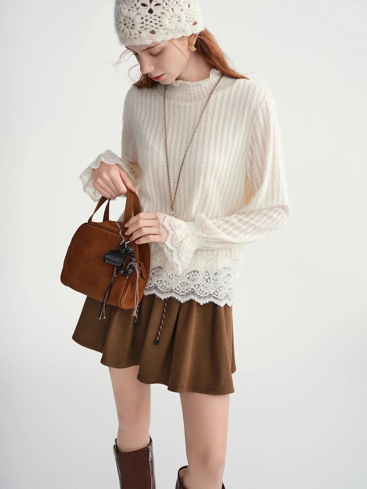 Women's Autumn Fairycore Lace Top – Loose & Elegant Pullover LORAN STORE