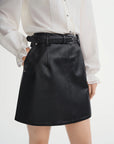 Plus-Size High-Waisted Leather Skirt