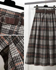 Irregular Hem Wool-Blend Plaid Midi Skirt