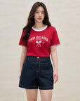 Women's Summer Contrast-Stitch Cotton Tee