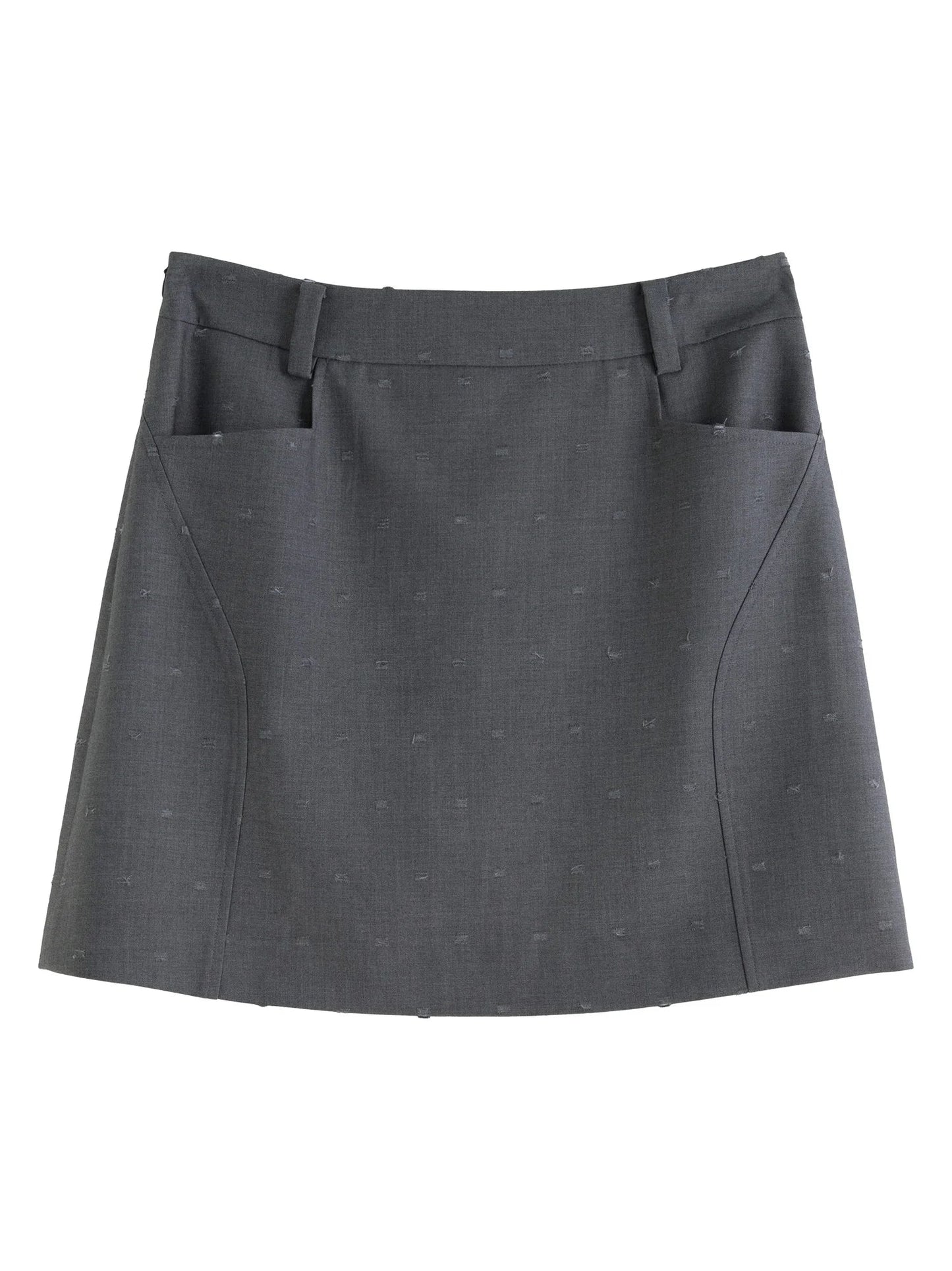 Plus Size High Waist Gray Skirt Elegant Spring Workwear Loran