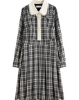 Vintage Plaid Lace-Collar Dress