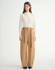 Curved Hem Wide-Leg Pants